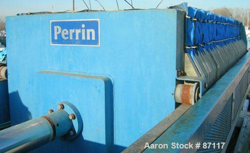 USED: Perrin filter press, model 100-48. (44) 48" x 48" polypropylene chambers, approximate 1/2" deep. Total filter area 1170 square feet, 44 cubic feet cake capacity, approximate 100 psi max filter ...