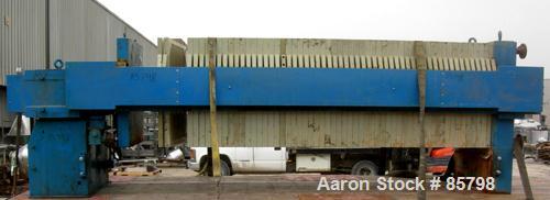 Used Perrin Filter Press, Model 1200MM. (54) 1200 mm (47.2" x 47.2") x 2-1/2" thick polypropylene plates, approximate 1/2" recess. Total filter area 1219 square feet. 50 cubic feet cake capacity. Hea...