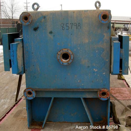 Used Perrin Filter Press, Model 1200MM. (54) 1200 mm (47.2" x 47.2") x 2-1/2" thick polypropylene plates, approximate 1/2" recess. Total filter area 1219 square feet. 50 cubic feet cake capacity. Hea...