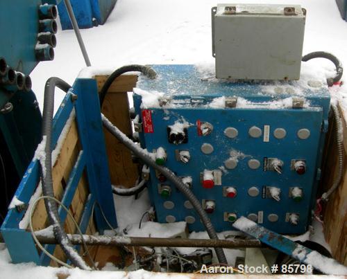 Used Perrin Filter Press, Model 1200MM. (54) 1200 mm (47.2" x 47.2") x 2-1/2" thick polypropylene plates, approximate 1/2" recess. Total filter area 1219 square feet. 50 cubic feet cake capacity. Hea...