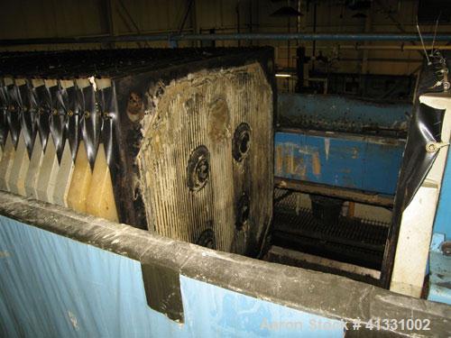 Used Perrin 1000 mm Filter Press. Press consists of 45 polypropylene filter plates. Top center feed, 4 corner discharge. 1-3/16" cake thickness. Approximately 40 cubic foot cake capacity. Approximate...