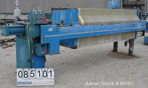 USED: Quantum Technologies filter press, carbon steel frame. (43) 39" x 39" polypropylene plates, approximately 477 square feet filter area, approximately 51.6 cubic feet cake capacity, approximately...