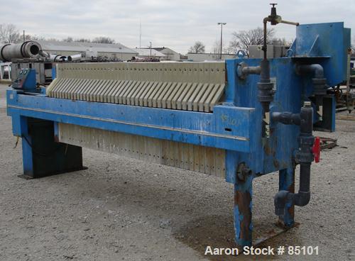 USED: Quantum Technologies filter press, carbon steel frame. (43) 39" x 39" polypropylene plates, approximately 477 square feet filter area, approximately 51.6 cubic feet cake capacity, approximately...