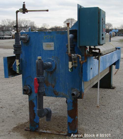USED: Quantum Technologies filter press, carbon steel frame. (43) 39" x 39" polypropylene plates, approximately 477 square feet filter area, approximately 51.6 cubic feet cake capacity, approximately...