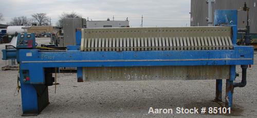USED: Quantum Technologies filter press, carbon steel frame. (43) 39" x 39" polypropylene plates, approximately 477 square feet filter area, approximately 51.6 cubic feet cake capacity, approximately...