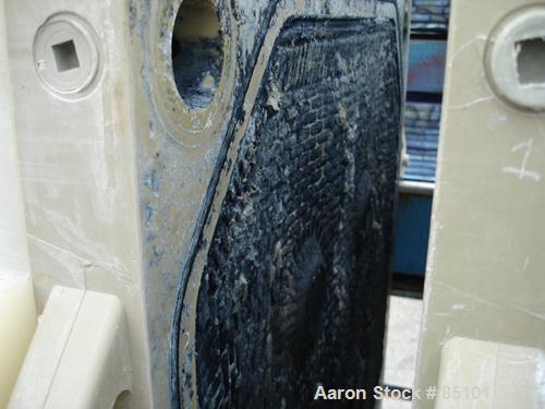 USED: Quantum Technologies filter press, carbon steel frame. (43) 39" x 39" polypropylene plates, approximately 477 square feet filter area, approximately 51.6 cubic feet cake capacity, approximately...