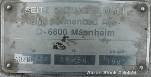 Used Stainless Steel Seitz Enzinger Noll Polishing Filter Press, Type 40/100A4