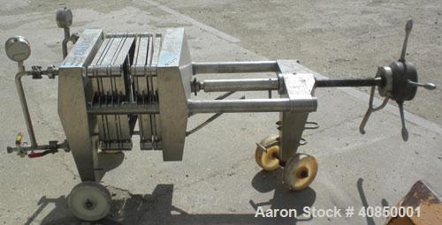 Used Seitz Filter Press, Type 40/30-A4. (4) 15" x 15" 316 stainless steel plates and (3) 15" x 15" x 1-1/2" thick, 316 stainless steel frames. Approximate 12.50 square feet filter area, (.78) cubic f...