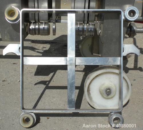 Used Seitz Filter Press, Type 40/30-A4. (4) 15" x 15" 316 stainless steel plates and (3) 15" x 15" x 1-1/2" thick, 316 stainless steel frames. Approximate 12.50 square feet filter area, (.78) cubic f...