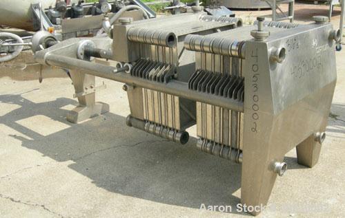 Used Seitz Orion plate and frame filter press, type 60A80, 316 stainless steel. (11) 22 3/4" X 22 3/4" 1/2 thick plates, (11) 22 3/4" x 22 3/4" 1 1/2" thick frames, (1) head, (1) tail plate. Approxim...