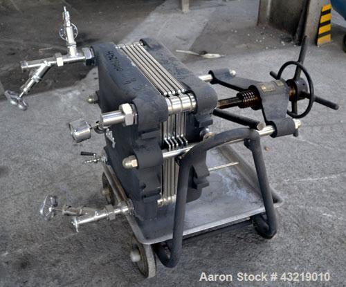 Used Seitz-Werke Filter Press, Type Z. Stainless steel plates, carbon steel frame with casters.