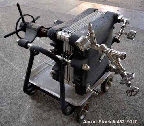 Used Seitz-Werke Filter Press, Type Z. Stainless steel plates, carbon steel frame with casters.