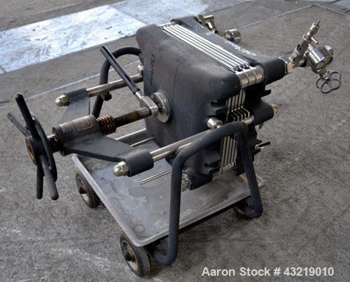 Used Seitz-Werke Filter Press, Type Z. Stainless steel plates, carbon steel frame with casters.