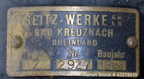 Used Seitz-Werke Filter Press, Type Z. Stainless steel plates, carbon steel frame with casters.