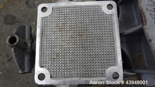 Used T. Shriver Filter Press, Size 12, 316 Stainless Steel.  (12) 12" x 12" x 1” thick frames, (14) 12” x 12” x 1/2” thick plates, (1) end frame.  Approximately 22 square feet filter area, 0.91 cubic...