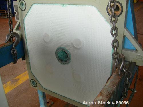 USED: Eimco Shriver filter press, model M1000FB. Carbon steel frame. (40) 39.3" x 39.3" x approximately 2-1/2" thick x approximately 1/2" recess polypropylene plates, (1) head plate, (1) tail plate. ...