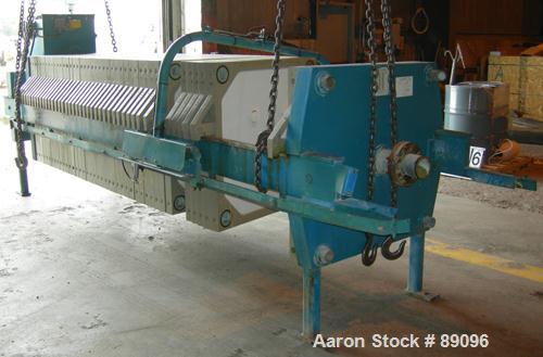 USED: Eimco Shriver filter press, model M1000FB. Carbon steel frame. (40) 39.3" x 39.3" x approximately 2-1/2" thick x approximately 1/2" recess polypropylene plates, (1) head plate, (1) tail plate. ...
