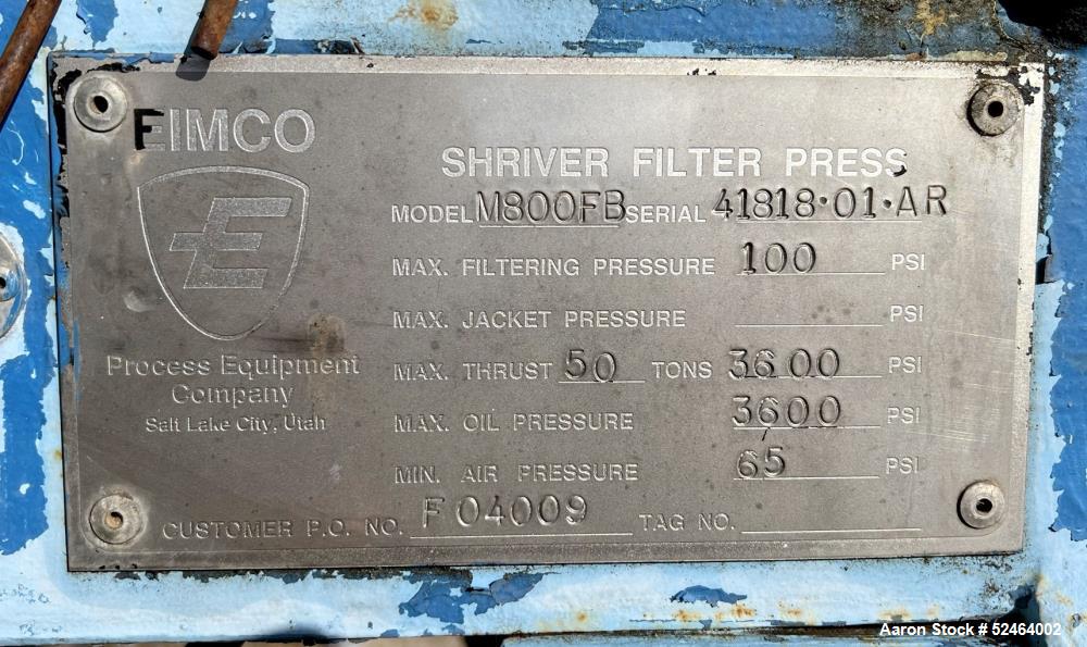 Eimco Shriver Model M800FB Filter Press