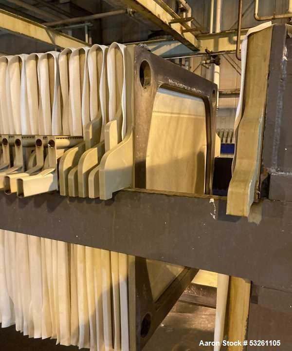 Used Shriver 36" Poly Plate And Frame Filter Press. (34) 1" Plates, frames, and end plate. Self contained hydraulic system & controls drip pan.