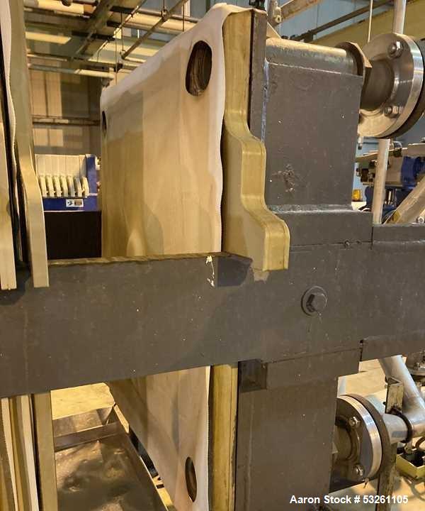 Used Shriver 36" Poly Plate And Frame Filter Press. (34) 1" Plates, frames, and end plate. Self contained hydraulic system & controls drip pan.