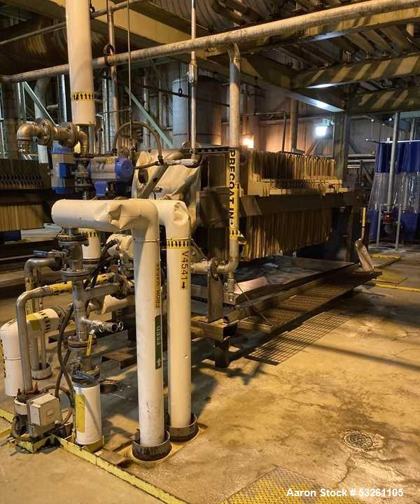 Used Shriver 36" Poly Plate And Frame Filter Press. (34) 1" Plates, frames, and end plate. Self contained hydraulic system & controls drip pan.