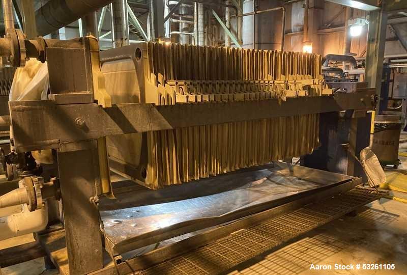 Used Shriver 36" Poly Plate And Frame Filter Press. (34) 1" Plates, frames, and end plate. Self contained hydraulic system & controls drip pan.