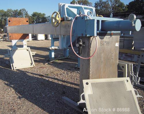 Used Shriver filter press, carbon steel frame. 36" x 36" polypropylene, approximately 51 plates 1" thick, and 50 frames 1-1/4" thick. Approximate 30 cubic feet cake capacity, approximate 355 square f...