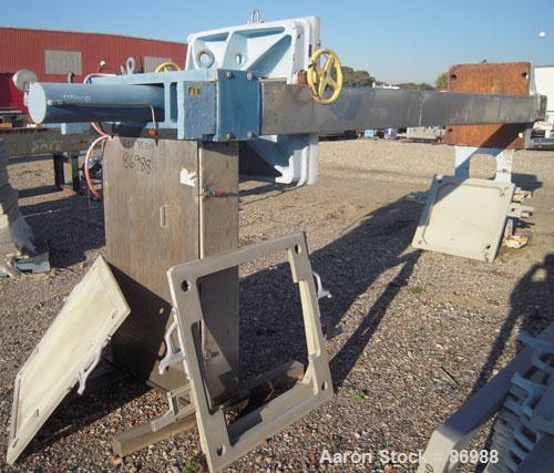 Used Shriver filter press, carbon steel frame. 36" x 36" polypropylene, approximately 51 plates 1" thick, and 50 frames 1-1/4" thick. Approximate 30 cubic feet cake capacity, approximate 355 square f...