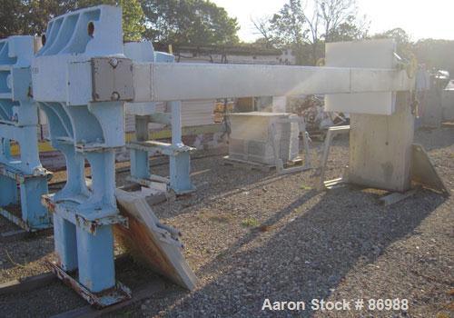 Used Shriver filter press, carbon steel frame. 36" x 36" polypropylene, approximately 51 plates 1" thick, and 50 frames 1-1/4" thick. Approximate 30 cubic feet cake capacity, approximate 355 square f...