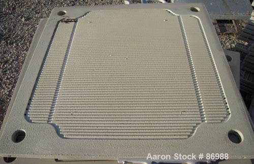 Used Shriver filter press, carbon steel frame. 36" x 36" polypropylene, approximately 51 plates 1" thick, and 50 frames 1-1/4" thick. Approximate 30 cubic feet cake capacity, approximate 355 square f...
