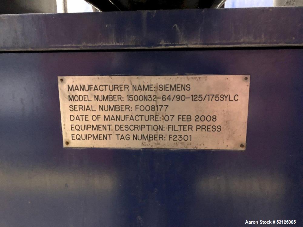 Used Evoqua/Siemens 1500mm Filter Press – Heavy-Duty Industrial Filtration