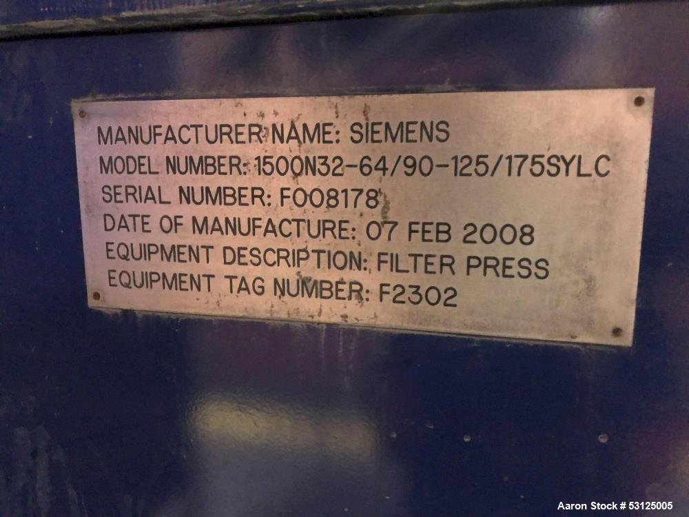 Used Evoqua/Siemens 1500mm Filter Press – Heavy-Duty Industrial Filtration