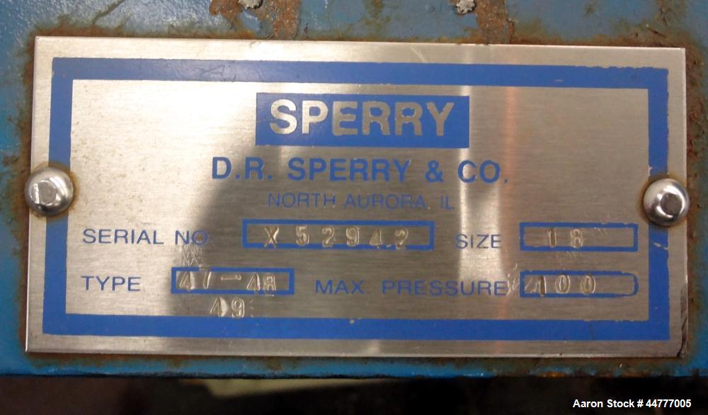 Used Sperry Plate & Frame Filter Press, Size 18, Type 47-48-49. (15) 15" x 15" polypropylene plates, (16) 15" x 15" x 2" thick frames. Approximate filter area 32 square feet filter area, approximate ...