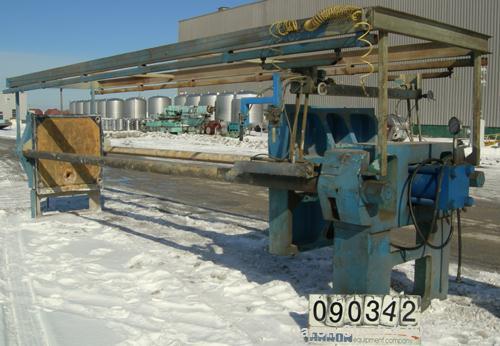 USED: Sperry filter press, type 21, size 48. (85) 48" x 48" polypropylene plates, approximate 1/2" deep recess each side. Approximate filter area 1053 square feet, approximate 87 cubic feet cake capa...