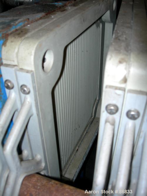 USED: Sperry plate and frame filter press, type 21, size 18, carbon steel frame. (10) 18" x 18" polypropylene plates, (10) 18" x 18" polypropylene 1" thick frames. Approximate 45 square feet filter a...