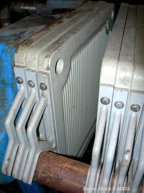 USED: Sperry plate and frame filter press, type 21, size 18, carbon steel frame. (10) 18" x 18" polypropylene plates, (10) 18" x 18" polypropylene 1" thick frames. Approximate 45 square feet filter a...