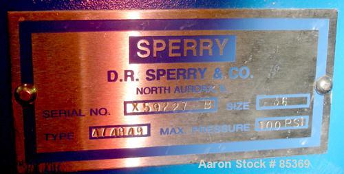 USED: Sperry filter press, carbon steel frame. 36" x 36" polypropylene, approx 51 plates 1" thick and 50 frames 1-1/4" thick. Approx 30 cubic feet cake capacity, approximately 800 square feet filter ...