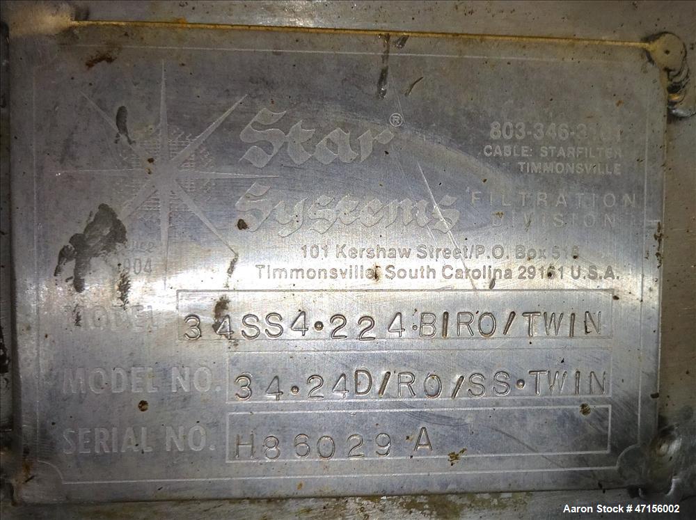 Used STAR Systems Dual Plate Filter Press, Model 34-24D/RO/SS-TWIN.