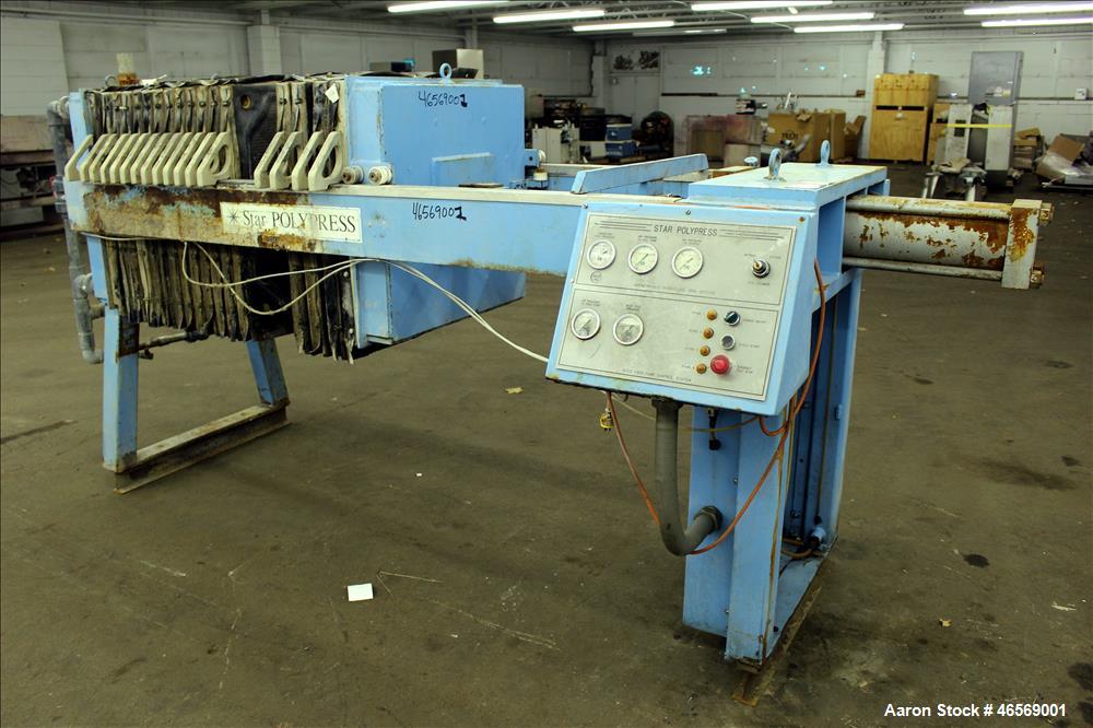 Used Star Systems Filter Press, Model RC16-800Q/LE/APC/CH, Carbon Steel. Approximate 172 square feet filter area, 8 cubic foot capacity. (15) 31" x 31" x Approximate 1/2" recess polypropylene plates,...