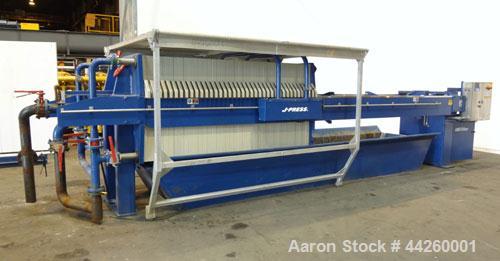 Used US Filter Dewatering Systems JWI J-Press Filter Press, Model 1200G32-38/76-50/100SYLC. (37) 47.2” x 47.2 polypropylene plates, (1) head, (1) tail plate. Approximately 510 square feet filter area...
