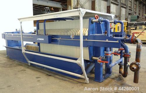 Used US Filter Dewatering Systems JWI J-Press Filter Press, Model 1200G32-38/76-50/100SYLC. (37) 47.2” x 47.2 polypropylene plates, (1) head, (1) tail plate. Approximately 510 square feet filter area...