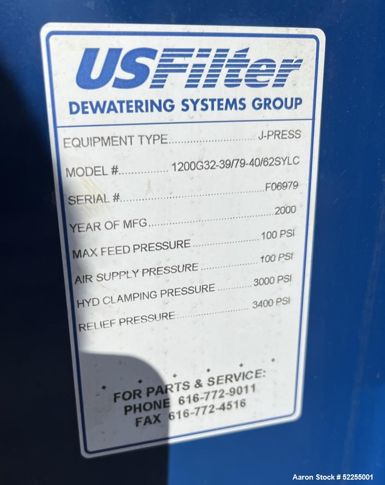 US Filter 1200MM J-Press Filter Press