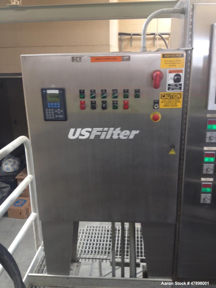 Used US Filter Dewatering Belt Press, Model J-Belt 2000, Series 2.0. 2 meter belt. Stainless steel frame. Left hand configuration. Machine dimensions: 228.27 “ long x 137.22” wide x 99.88” high. Weig...