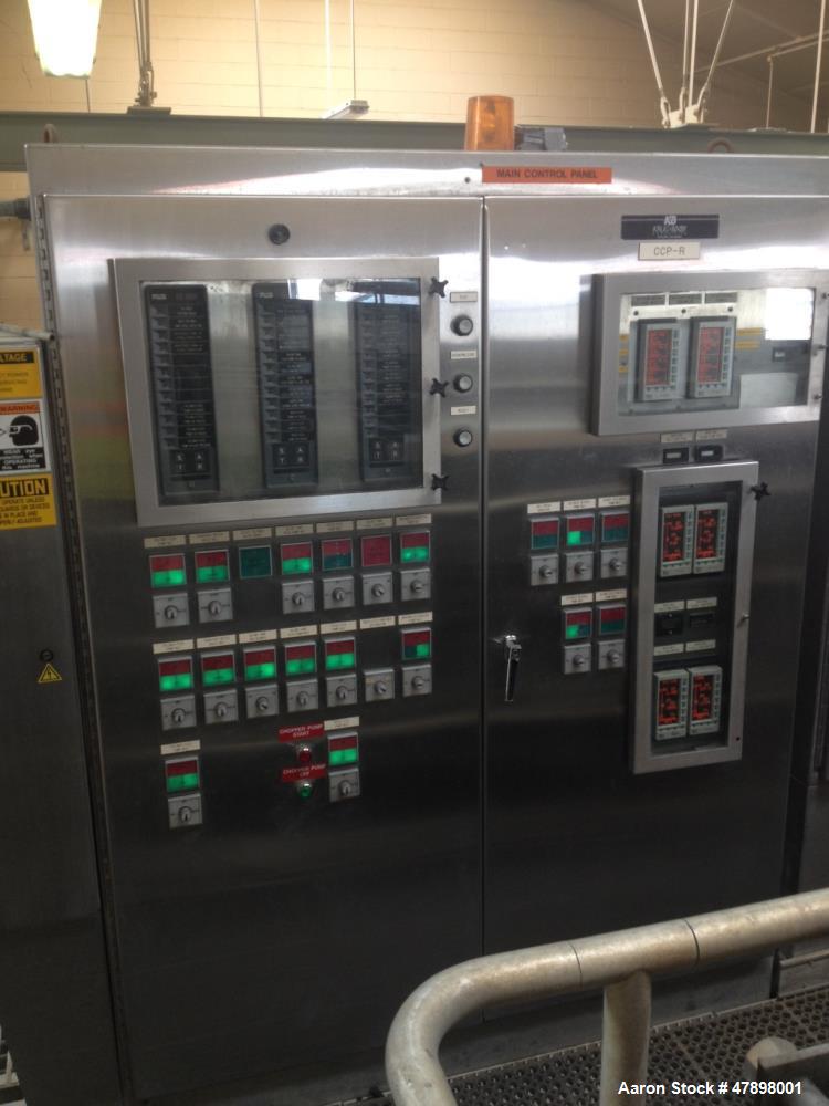 Used US Filter Dewatering Belt Press, Model J-Belt 2000, Series 2.0. 2 meter belt. Stainless steel frame. Left hand configuration. Machine dimensions: 228.27 “ long x 137.22” wide x 99.88” high. Weig...