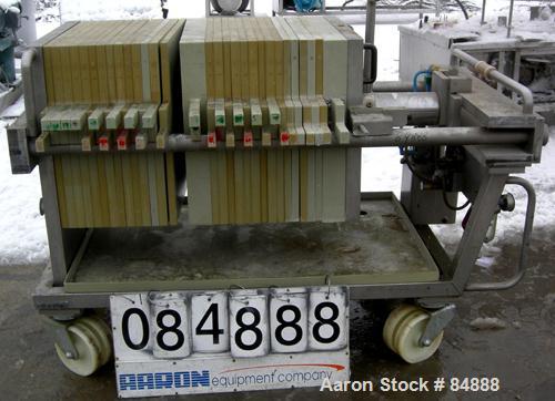 USED: Von Roll plate and frame filter press, type HV3-D-630/7. 16 polypropylene plates 24" (610mm) x 24" (610mm) and 12 polypropylene frames 24" (610mm) x 24" (610mm), 1-1/4" thick. Approximately 128...