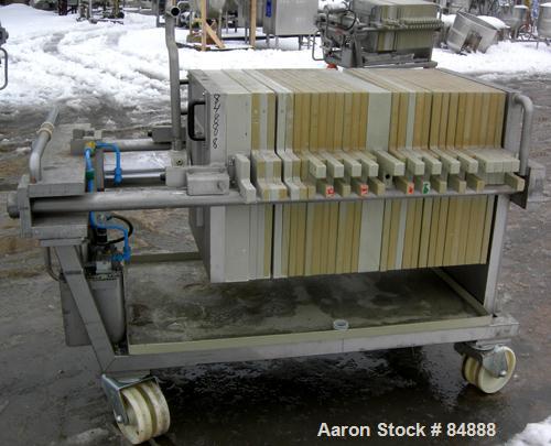 USED: Von Roll plate and frame filter press, type HV3-D-630/7. 16 polypropylene plates 24" (610mm) x 24" (610mm) and 12 polypropylene frames 24" (610mm) x 24" (610mm), 1-1/4" thick. Approximately 128...