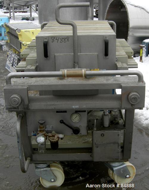 USED: Von Roll plate and frame filter press, type HV3-D-630/7. 16 polypropylene plates 24" (610mm) x 24" (610mm) and 12 polypropylene frames 24" (610mm) x 24" (610mm), 1-1/4" thick. Approximately 128...