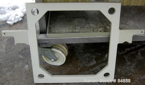 USED: Von Roll plate and frame filter press, type HV3-D-630/7. 16 polypropylene plates 24" (610mm) x 24" (610mm) and 12 polypropylene frames 24" (610mm) x 24" (610mm), 1-1/4" thick. Approximately 128...