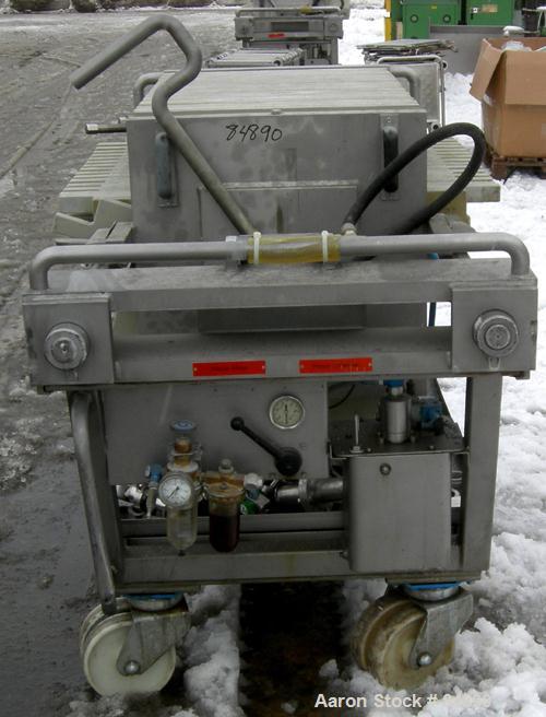 USED: Von Roll plate and frame filter press, type HV3-D-630. 16 polypropylene plates 24" (610mm) x 24" (610mm) and 15 polypropylene frames 24" (610mm) x 24" (610mm), 1-1/4" thick. Approximately 128 s...