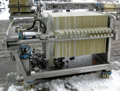 USED: Von Roll plate and frame filter press, type HV3-D-630. 16 polypropylene plates 24" (610mm) x 24" (610mm) and 15 polypropylene frames 24" (610mm) x 24" (610mm), 1-1/4" thick. Approximately 128 s...